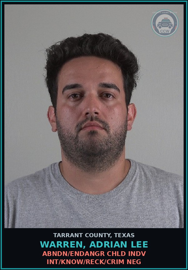 Booking mugshot of Warren, Adrian Lee in Tarrant County