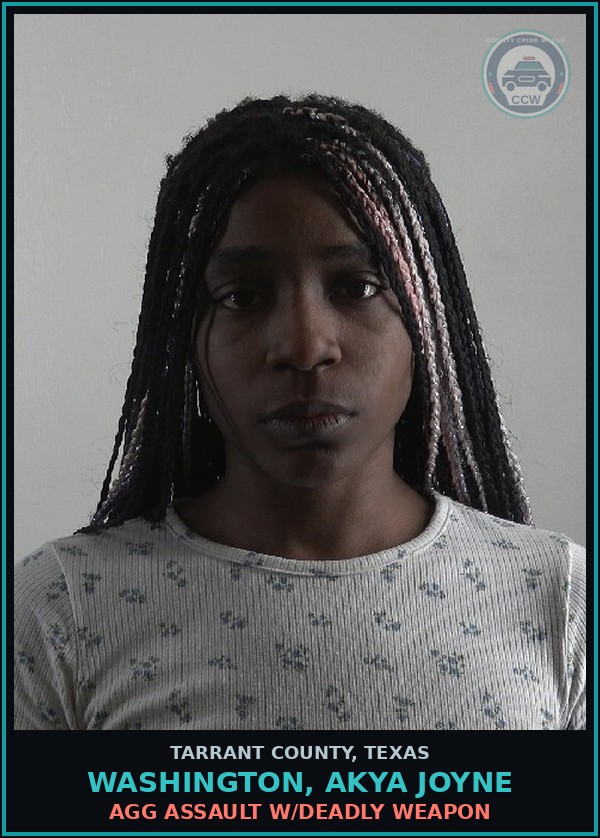 Booking mugshot of Washington, Akya Joyne in Tarrant County
