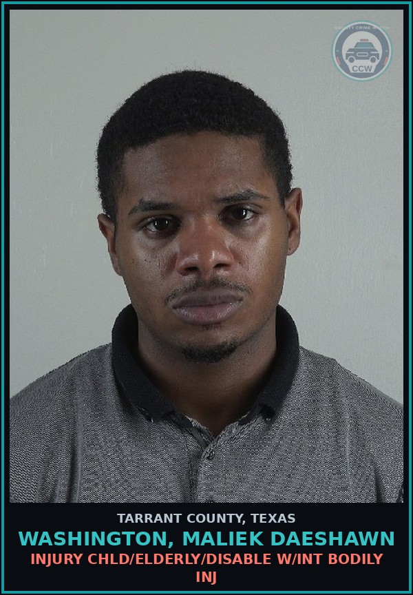 Booking mugshot of Washington, Maliek Daeshawn in Tarrant County