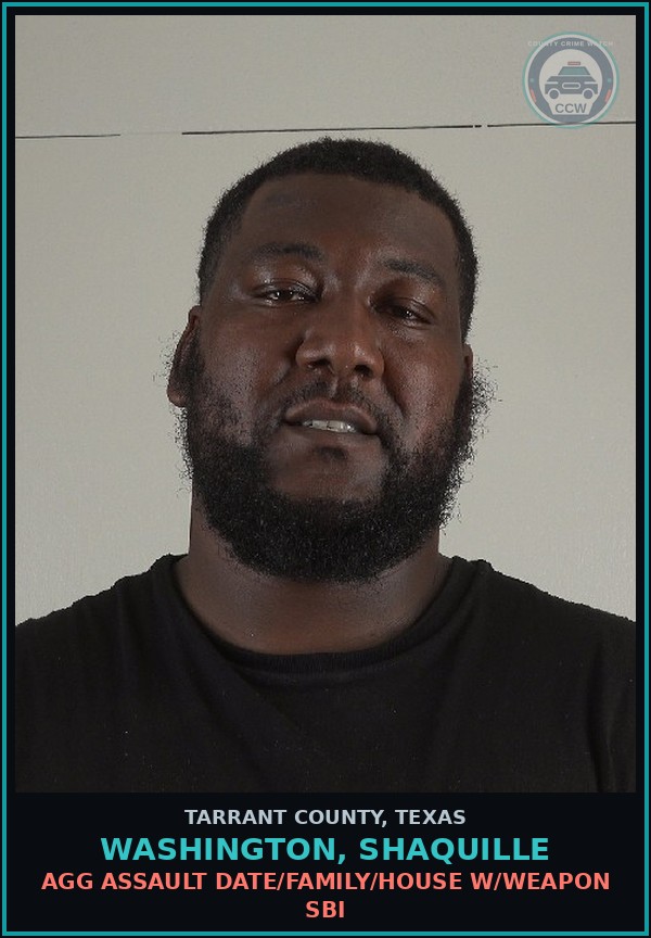 Booking mugshot of Washington, Shaquille in Tarrant County