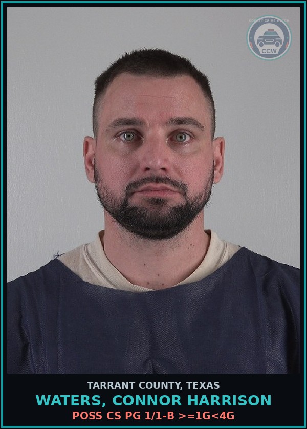 Booking mugshot of Waters, Connor Harrison in Tarrant County