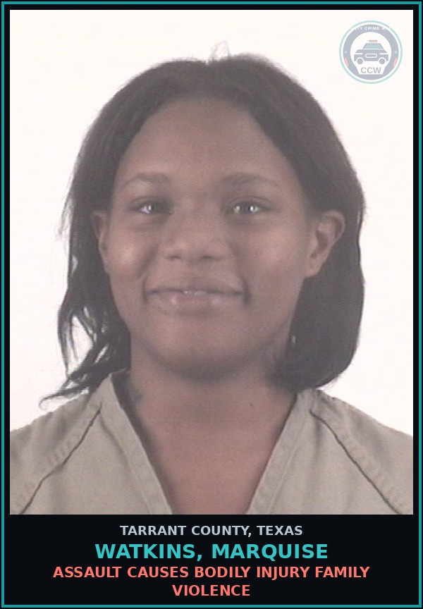 Booking mugshot of Watkins, Marquise in Tarrant County