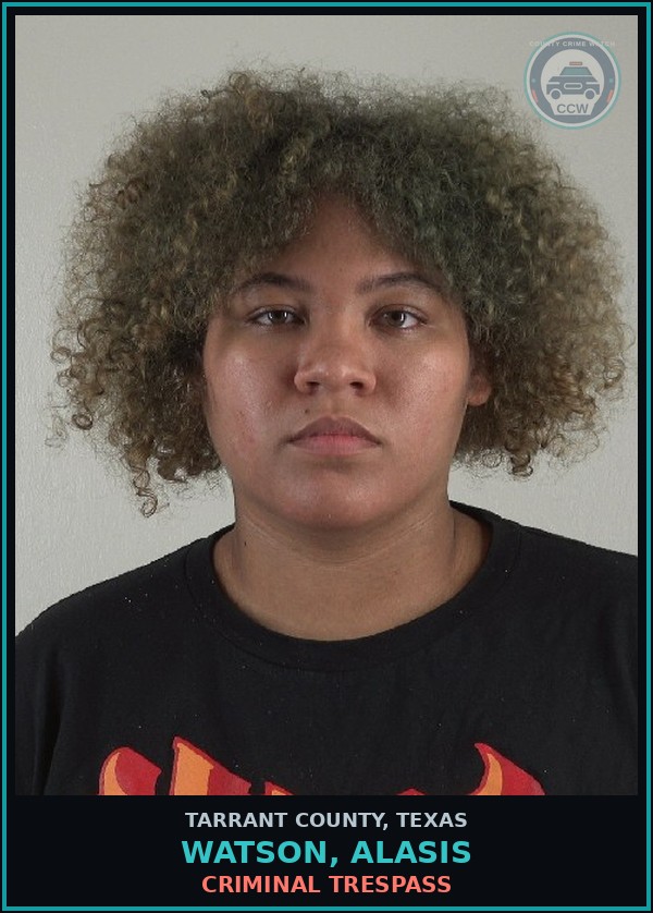 Booking mugshot of Watson, Alasis in Tarrant County