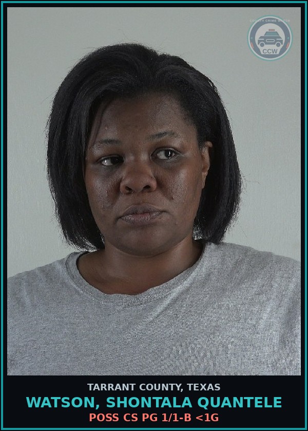 Booking mugshot of Watson, Shontala Quantele in Tarrant County