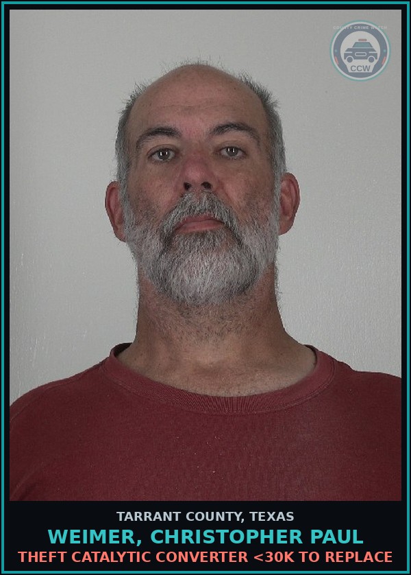 Booking mugshot of Weimer, Christopher Paul in Tarrant County