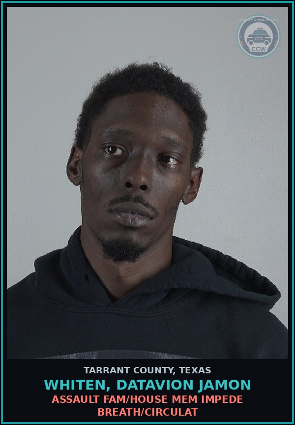 Booking mugshot of Whiten, Datavion Jamon in Tarrant County