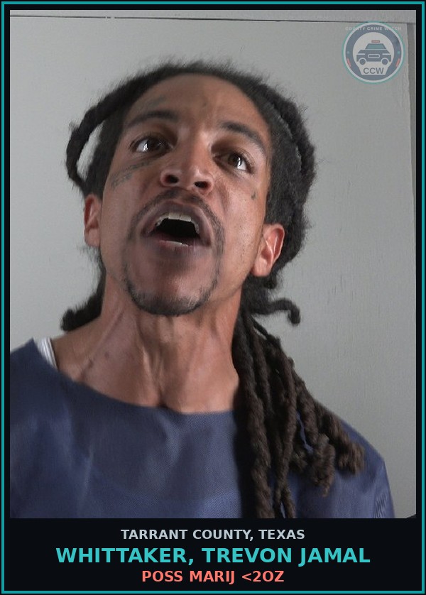 Booking mugshot of Whittaker, Trevon Jamal in Tarrant County