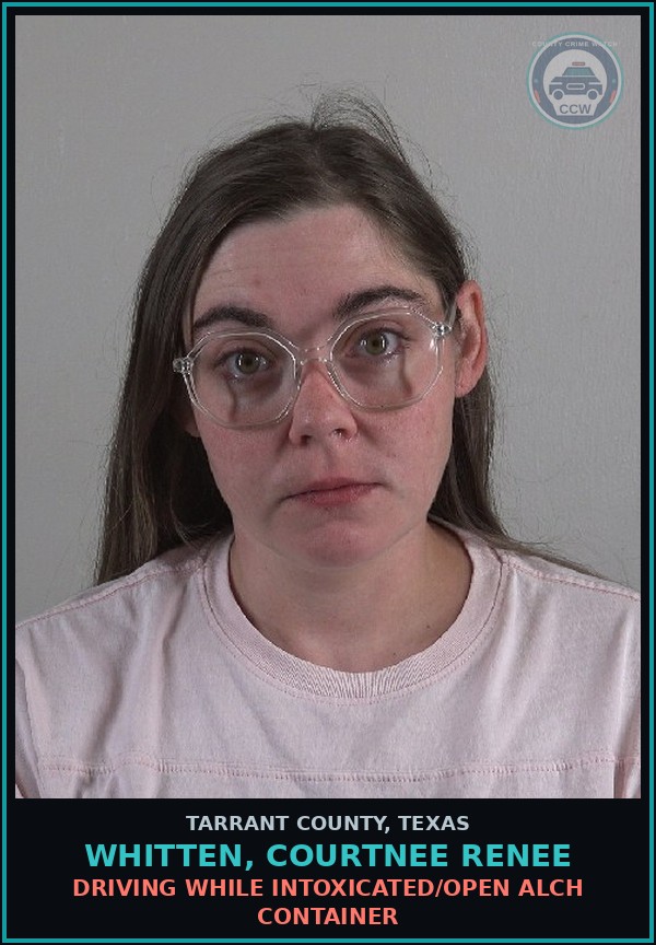Booking mugshot of Whitten, Courtnee Renee in Tarrant County