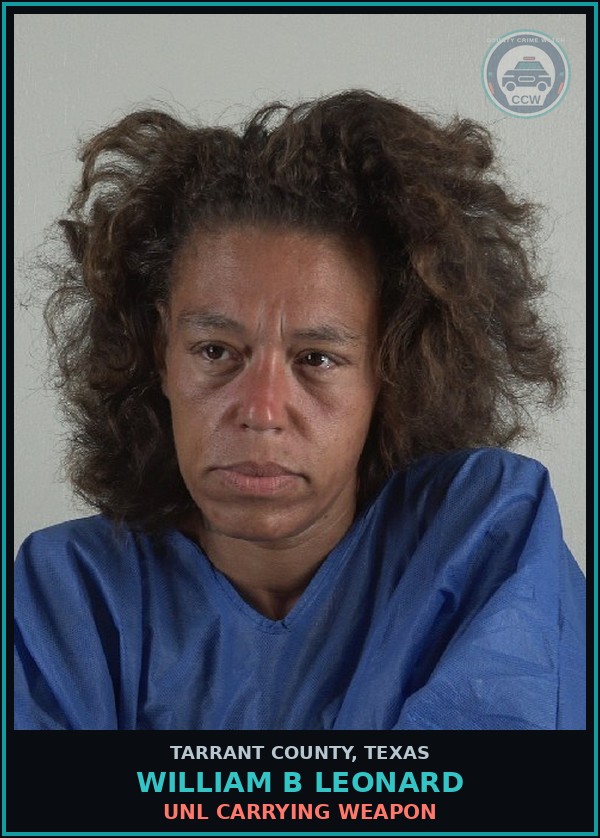 Booking mugshot of William B Leonard in Tarrant County
