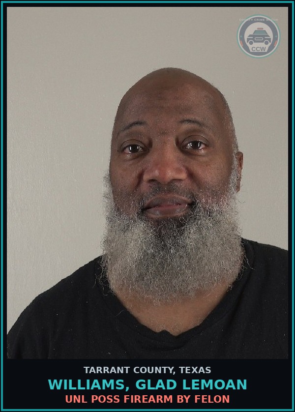 Booking mugshot of Williams, Glad Lemoan in Tarrant County