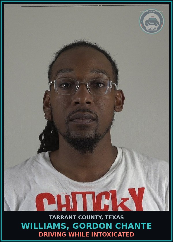 Booking mugshot of Williams, Gordon Chante in Tarrant County