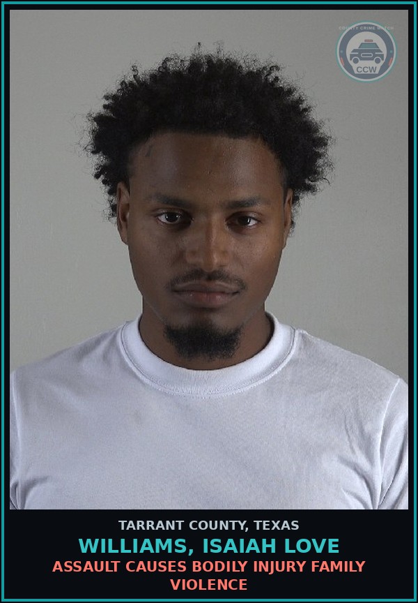 Booking mugshot of Williams, Isaiah Love in Tarrant County