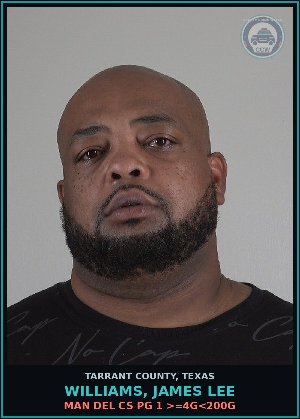 Booking mugshot of Williams, James Lee in Tarrant County