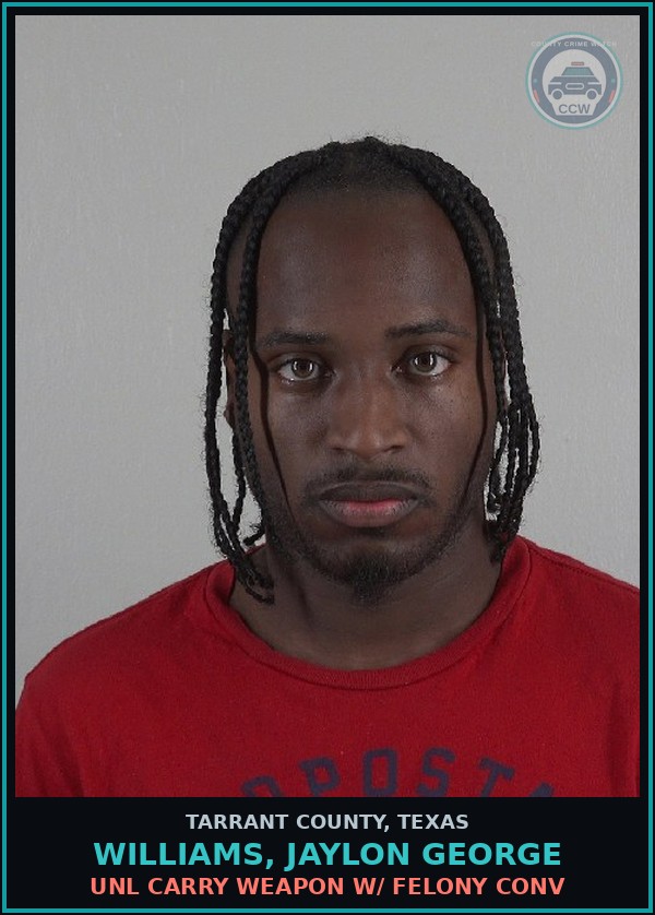 Booking mugshot of Williams, Jaylon George in Tarrant County