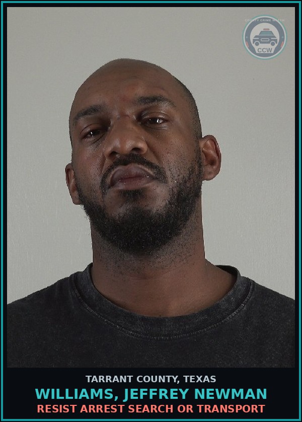 Booking mugshot of Williams, Jeffrey Newman in Tarrant County