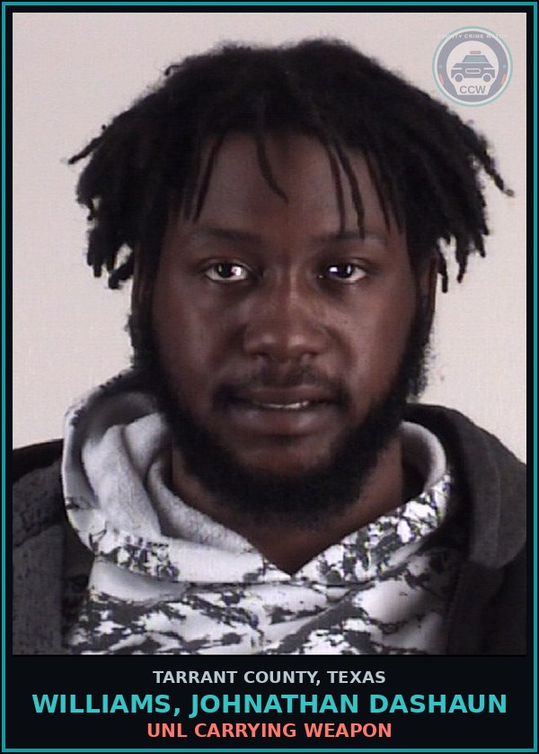 Booking mugshot of Williams, Johnathan Dashaun in Tarrant County
