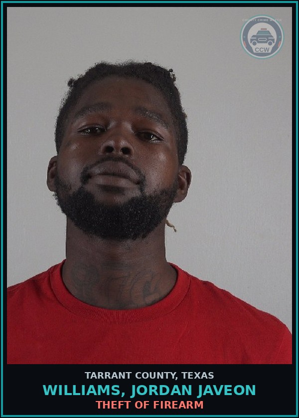 Booking mugshot of Williams, Jordan Javeon in Tarrant County