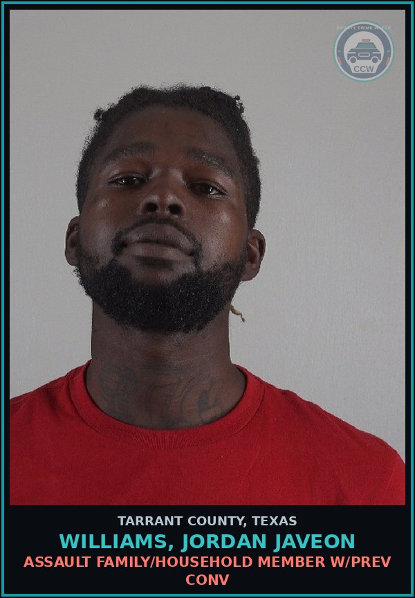 Booking mugshot of Williams, Jordan Javeon in Tarrant County