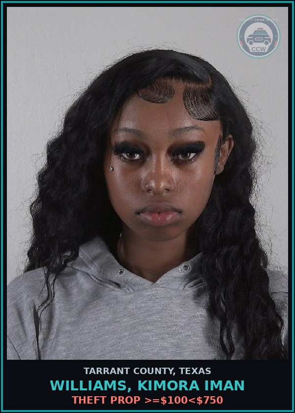 Booking mugshot of Williams, Kimora Iman in Tarrant County
