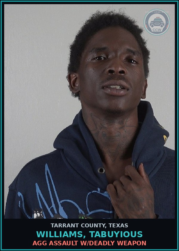 Booking mugshot of Williams, Tabuyious in Tarrant County