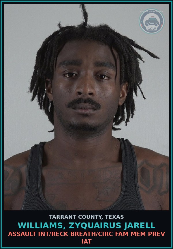 Booking mugshot of Williams, Zyquairus Jarell in Tarrant County