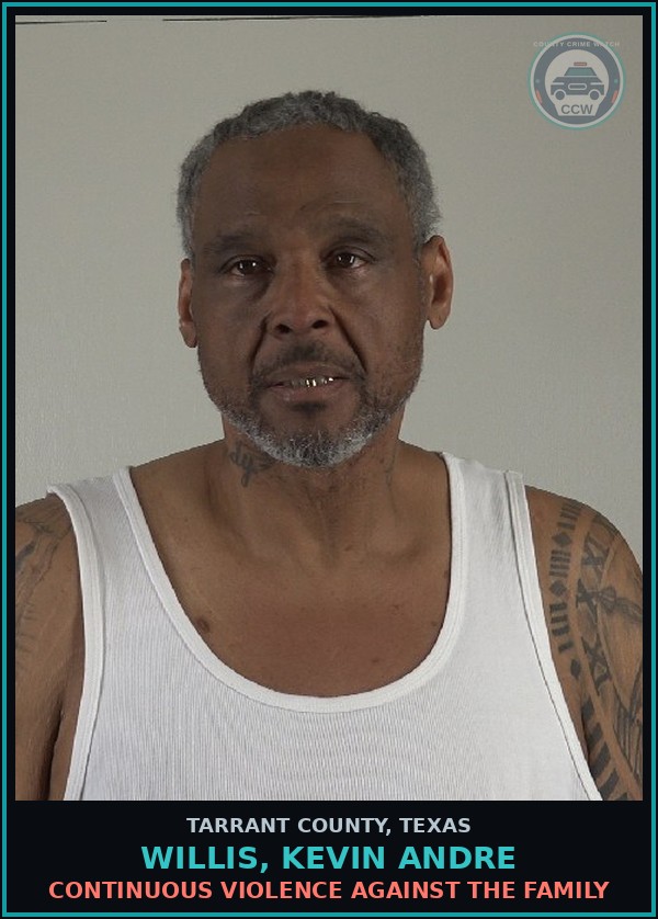 Booking mugshot of Willis, Kevin Andre in Tarrant County