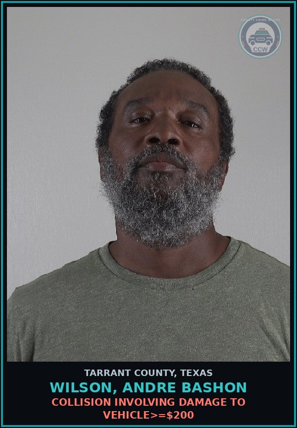 Booking mugshot of Wilson, Andre Bashon in Tarrant County