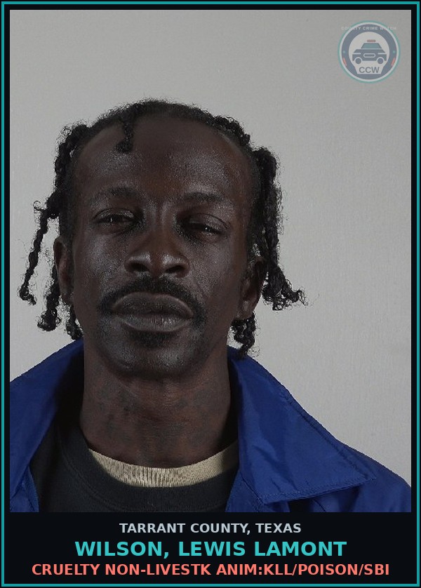 Booking mugshot of Wilson, Lewis Lamont in Tarrant County