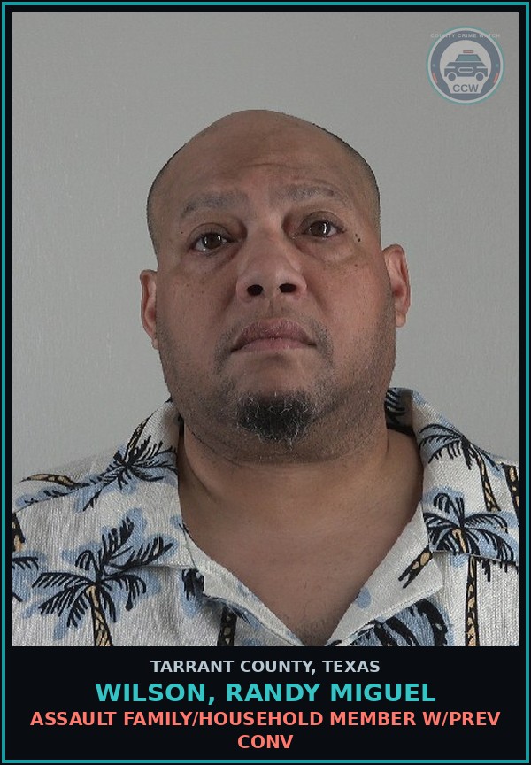 Booking mugshot of Wilson, Randy Miguel in Tarrant County