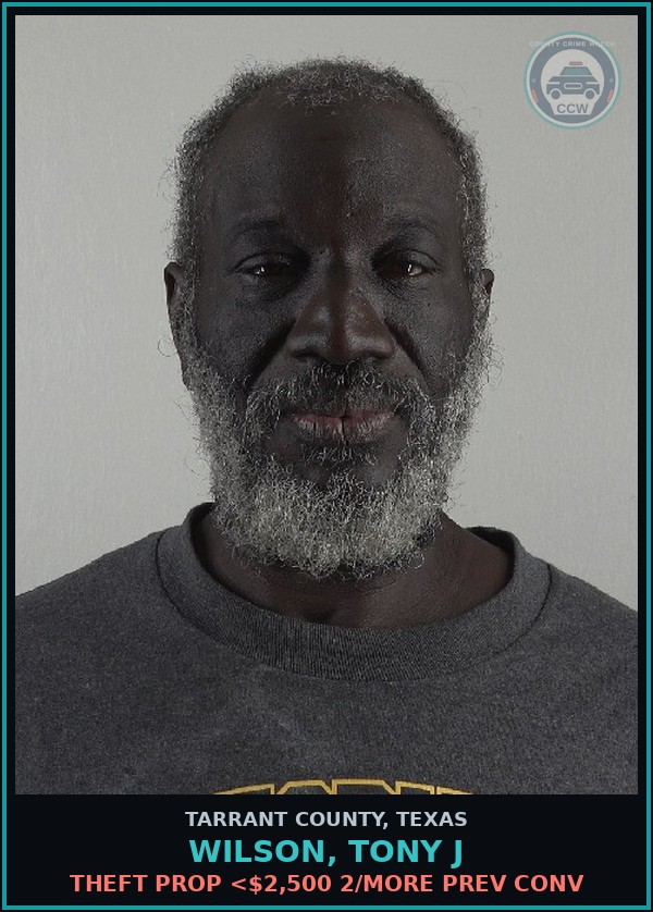 Booking mugshot of Wilson, Tony J in Tarrant County