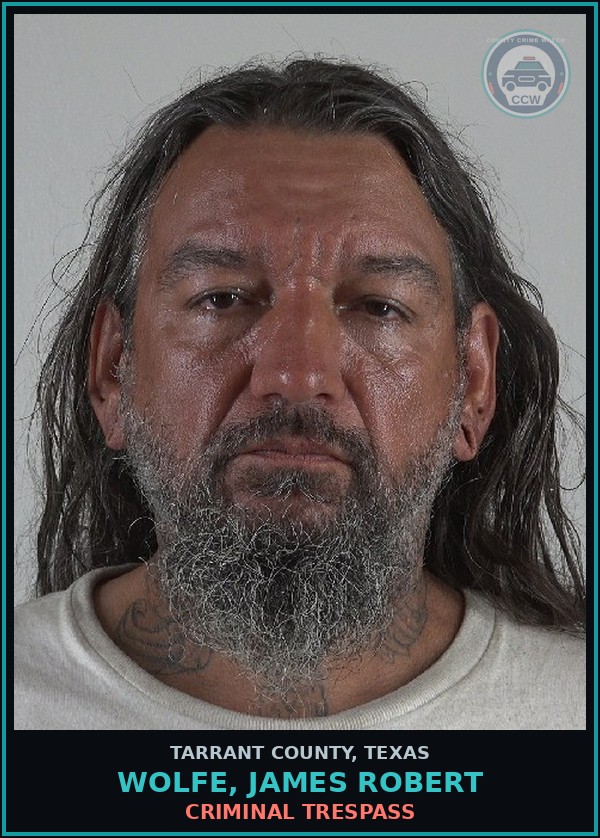 Booking mugshot of Wolfe, James Robert in Tarrant County