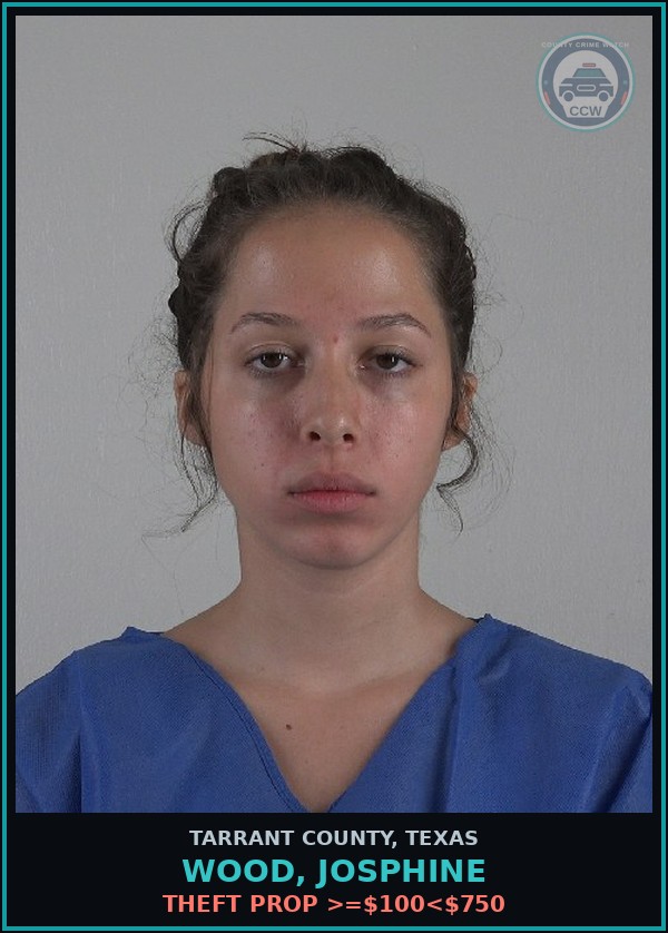 Booking mugshot of Wood, Josphine in Tarrant County