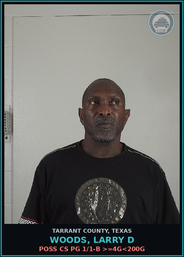 Booking mugshot of Woods, Larry D in Tarrant County
