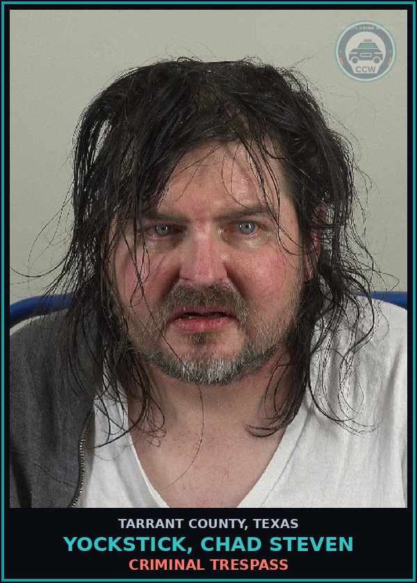 Booking mugshot of Yockstick, Chad Steven in Tarrant County
