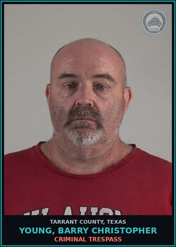 Booking mugshot of Young, Barry Christopher in Tarrant County