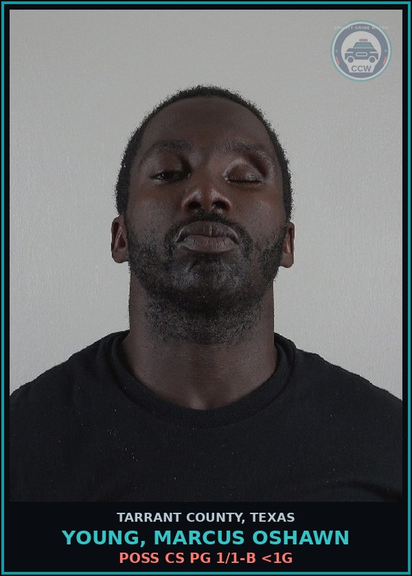 Booking mugshot of Young, Marcus Oshawn in Tarrant County