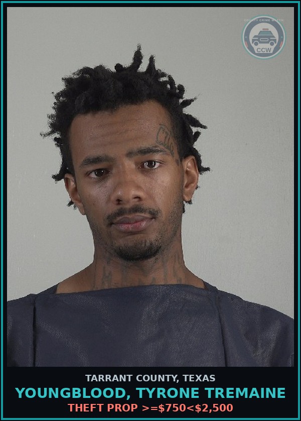 Booking mugshot of Youngblood, Tyrone Tremaine in Tarrant County