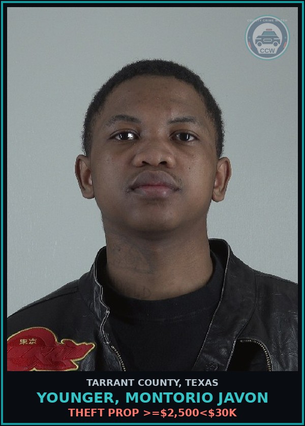 Booking mugshot of Younger, Montorio Javon in Tarrant County