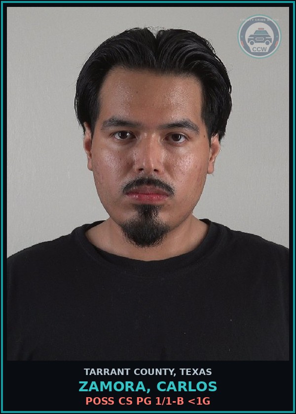 Booking mugshot of Zamora, Carlos in Tarrant County