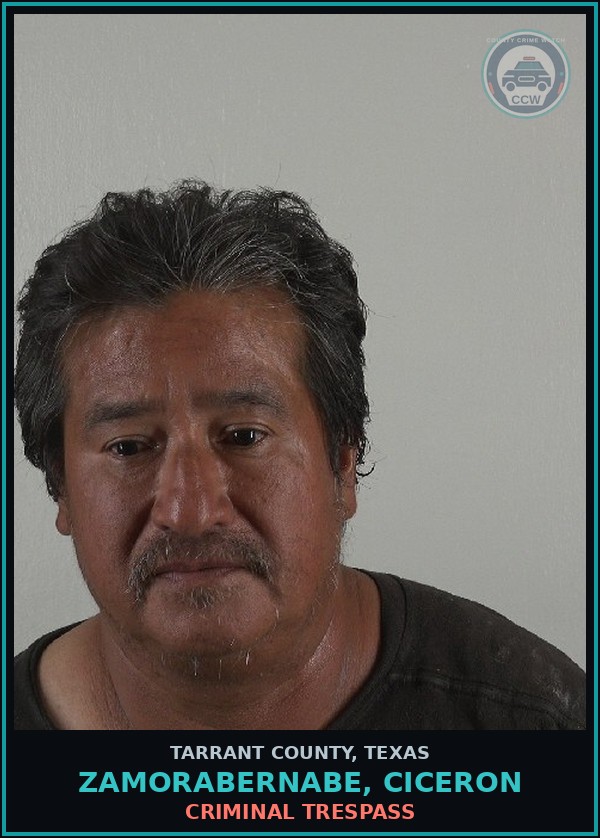 Booking mugshot of Zamorabernabe, Ciceron in Tarrant County