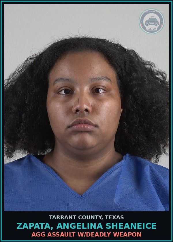Booking mugshot of Zapata, Angelina Sheaneice in Tarrant County