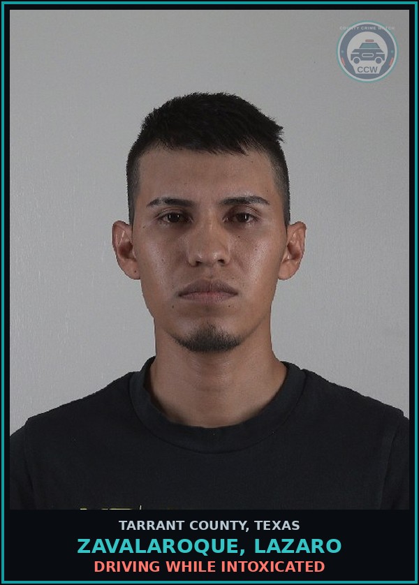 Booking mugshot of Zavalaroque, Lazaro in Tarrant County