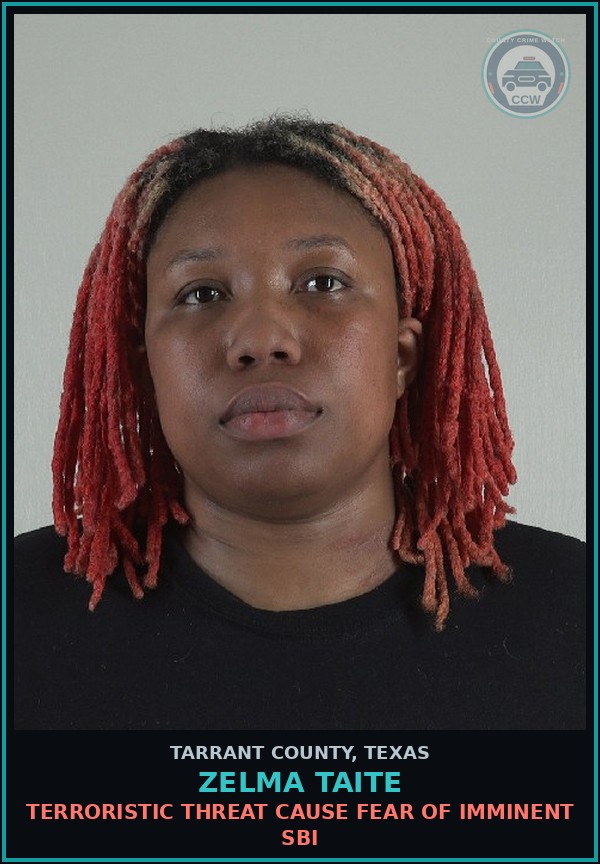 Booking mugshot of Zelma Taite in Tarrant County