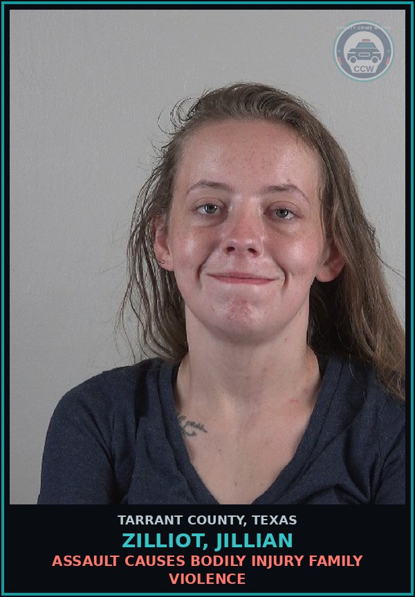 Booking mugshot of Zilliot, Jillian in Tarrant County