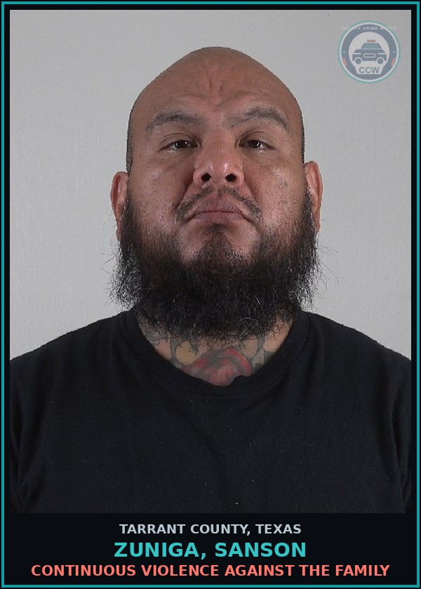 Booking mugshot of Zuniga, Sanson in Tarrant County