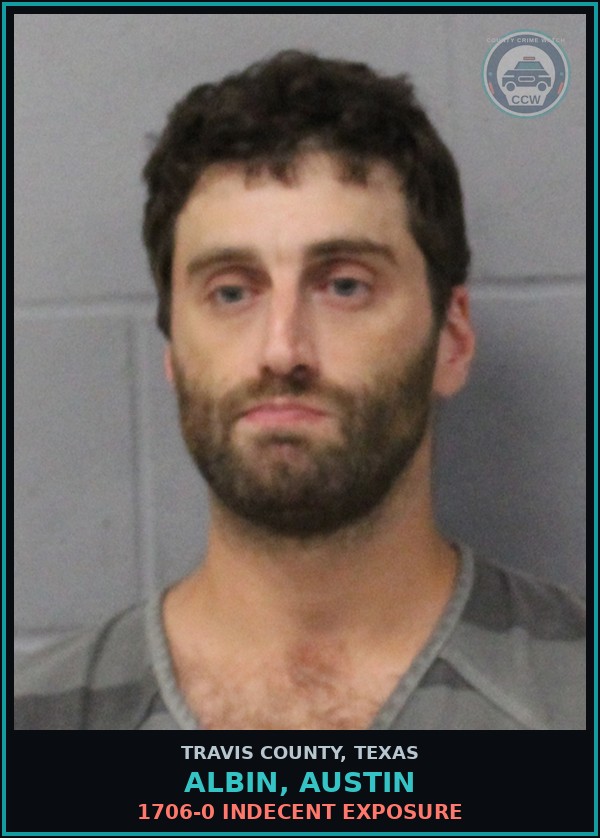 Booking mugshot of Albin, Austin in Travis County