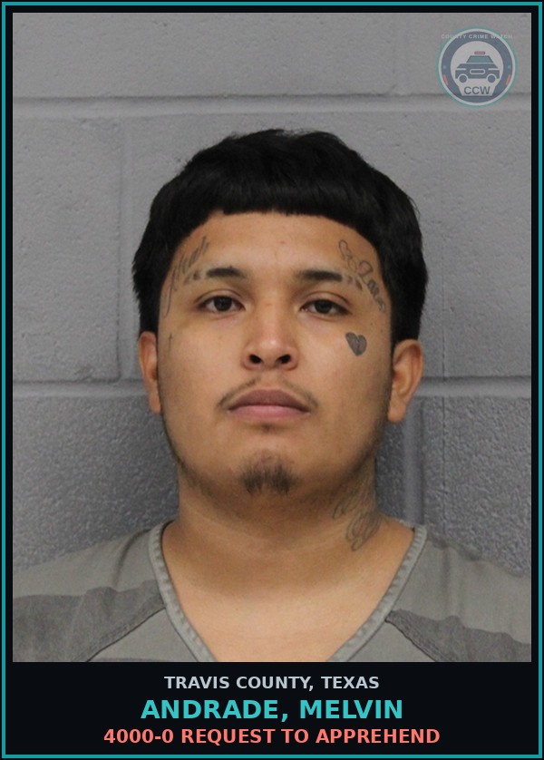 Booking mugshot of Andrade, Melvin in Travis County