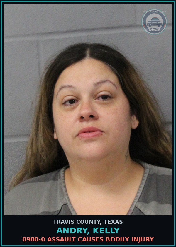Booking mugshot of Andry, Kelly in Travis County