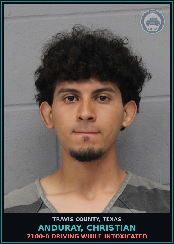 Booking mugshot of Anduray, Christian in Travis County