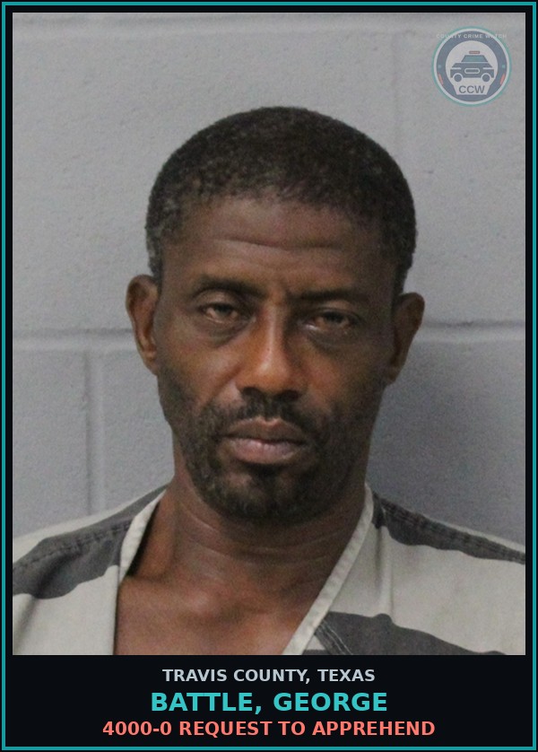 Booking mugshot of Battle, George in Travis County